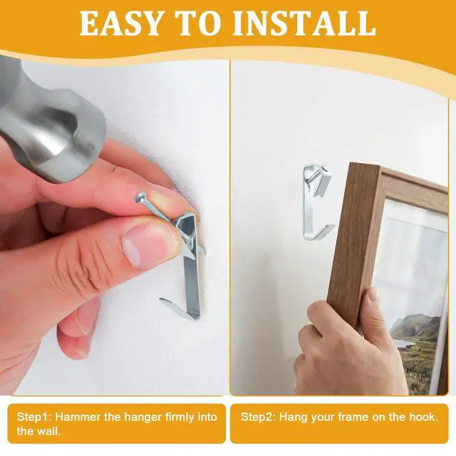 Alt view image 3 of 7 - 214Pcs Picture Hanging Hooks, Renter Friendly Picture Hanging Kit with Heavy Duty Picture Hangers and Hardware Nails, for Frame, Painting, Art and Photo, on Drywall,Plaster, and Wood Wall