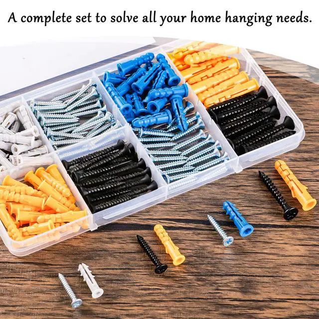 Alt view image 7 of 7 - Drywall Anchors and Screws Assortment Kit, 160Pcs Dry Wall Anchors | 80 Plastic Wall Expansion Anchors and 80 Phillips Flat Head Wood Screws, Home Improvement Hardware for Picture/Art Decor