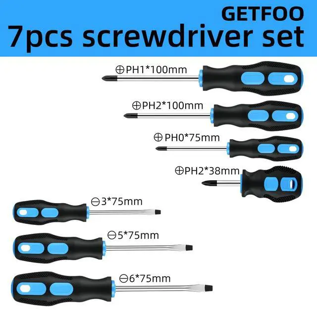 Alt view image 2 of 7 - 7-Piece Magnetic Screwdriver Set, 4 Phillips, 3 Flat, Cushion Grip | Magnetic Tip Screwdriver Set, Anti-Slip Cushion Grip, Phillips & Flat Heads, Furniture Assembly, Mechanics, DIYers