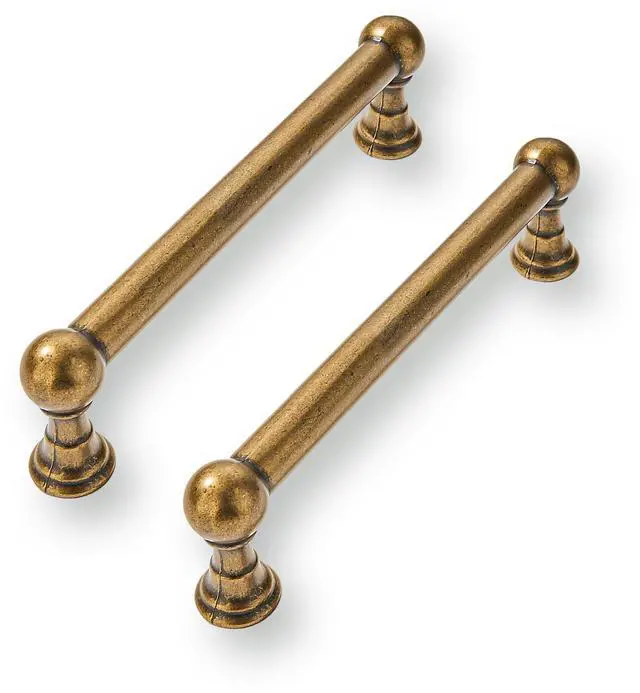 Main image of 2 Pack 3-3/4 Inch Solid Kitchen Cabinet Handles Antique Brass Heavy Duty Cabinet Pulls Drawer Pulls Cabinet Hardware Kitchen Handles for Cabinets Cupboard Handles