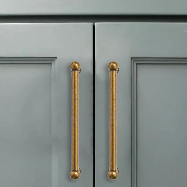 Alt view image 3 of 5 - 2 Pack 3-3/4 Inch Solid Kitchen Cabinet Handles Antique Brass Heavy Duty Cabinet Pulls Drawer Pulls Cabinet Hardware Kitchen Handles for Cabinets Cupboard Handles