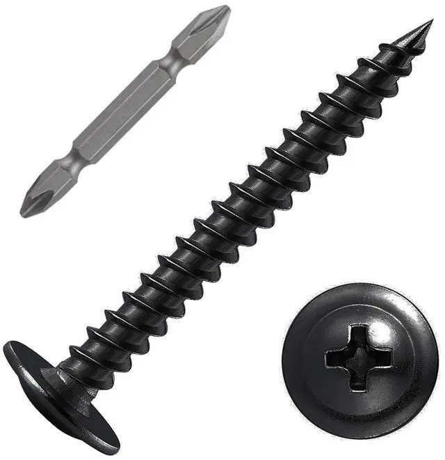 Main image of (100 pcs)#8×2" Black Truss Head Wood Screws Quick Metal Self Tapping Zinc Oxide