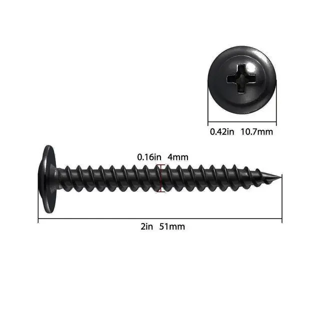 Alt view image 2 of 6 - (100 pcs)#8×2" Black Truss Head Wood Screws Quick Metal Self Tapping Zinc Oxide