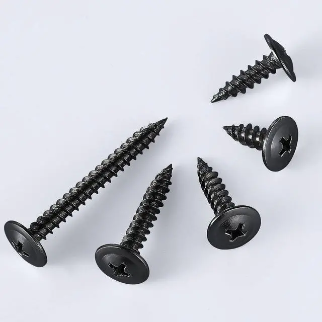 Alt view image 3 of 6 - (100 pcs)#8×2" Black Truss Head Wood Screws Quick Metal Self Tapping Zinc Oxide