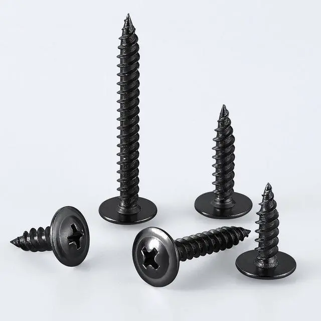 Alt view image 4 of 6 - (100 pcs)#8×2" Black Truss Head Wood Screws Quick Metal Self Tapping Zinc Oxide