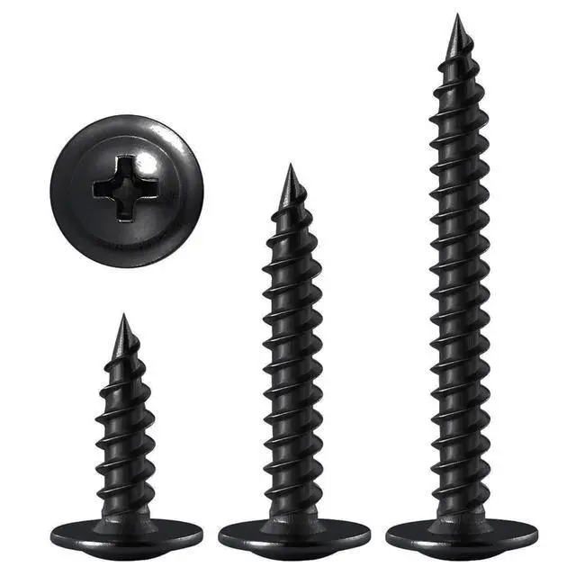 Alt view image 5 of 6 - (100 pcs)#8×2" Black Truss Head Wood Screws Quick Metal Self Tapping Zinc Oxide