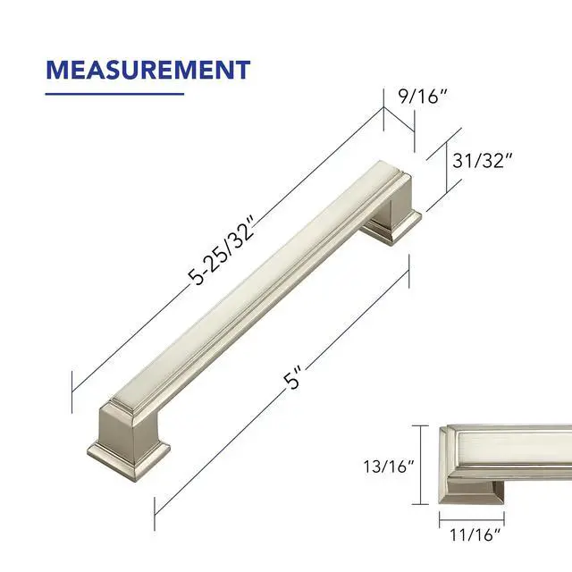 Alt view image 2 of 7 - Gold Cabinet Pulls, 5 Inch (128mm), 1 Pack | Zinc Alloy Handles, Square Bar Grip, Kitchen Cabinet Update, For Cupboards, Drawers, Dressers, Furniture Hardware Projects