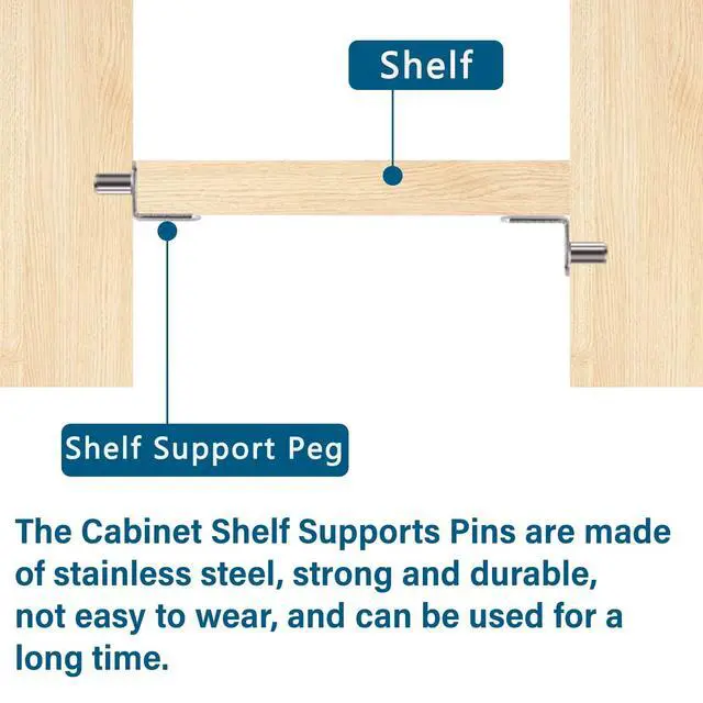 Alt view image 3 of 7 - 5mm Shelf Support PegSupport Cabinet Shelf PinsShelf Bracket Pegs with HoleL-Shaped Nickel Plated Furniture Replacement Peg for Bookcase Kitchen Closet Shelf Shelves Furniture Cabinet