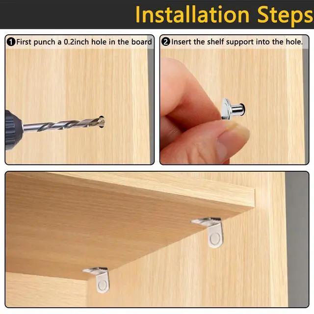 Alt view image 4 of 7 - 5mm Shelf Support PegSupport Cabinet Shelf PinsShelf Bracket Pegs with HoleL-Shaped Nickel Plated Furniture Replacement Peg for Bookcase Kitchen Closet Shelf Shelves Furniture Cabinet