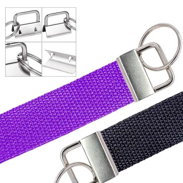 Alt view image 3 of 3 - 50 Sets -1 Inch Key Fob Hardware Wristlet Set Wrist Key Chain Wristlet Sets with Split Rings Key Rings