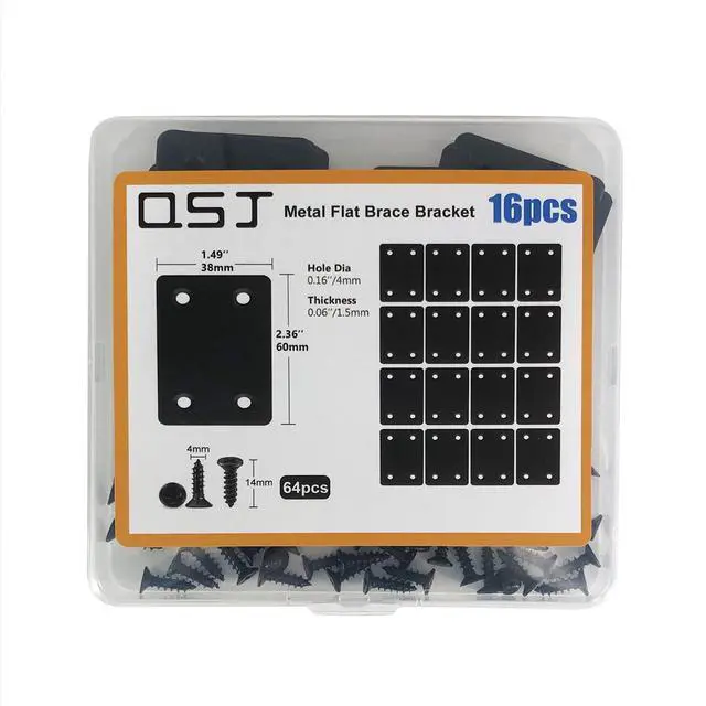 Alt view image 5 of 6 - 16 Pack Stainless Steel Flat Mending Plate 2.36x1.49'', Thickness 1.5mm Straight Stainless Steel Brace Bracket, Fixing Joining Plate for Wood Furniture Fastening & Fixing
