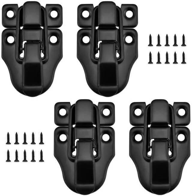 Main image of Toggle Hasp Latches Hardware with Hardening Screws, 4 Pack Black | Classical Duckbilled Tool Box Buckle Latch Locks Replacement for Cabinet, Guitar Case, Chest, Jewelry Box, Ordinary Wooden