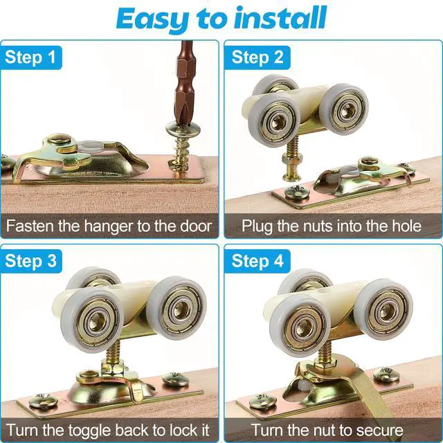 Alt view image 4 of 7 - Pocket Door Hardware Kit with Sliding Door Rollers,1 Set | Sliding Door Hanger, Roller Plate and Pivot Wrench, RV or Pocket Door Hardware Repair