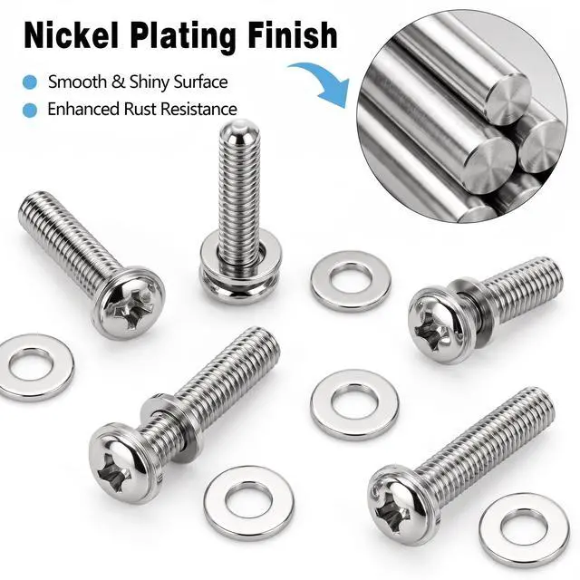 Alt view image 5 of 7 - 200PCS M4 Cabinet Pulls Knobs Screws,M4 Machine Screws,M4×25/30/35/40/45/50mm Phillips Pan Head Drawer Screws with 80PCS Washers for Kitchen,Bathroom,Furniture Handles Install