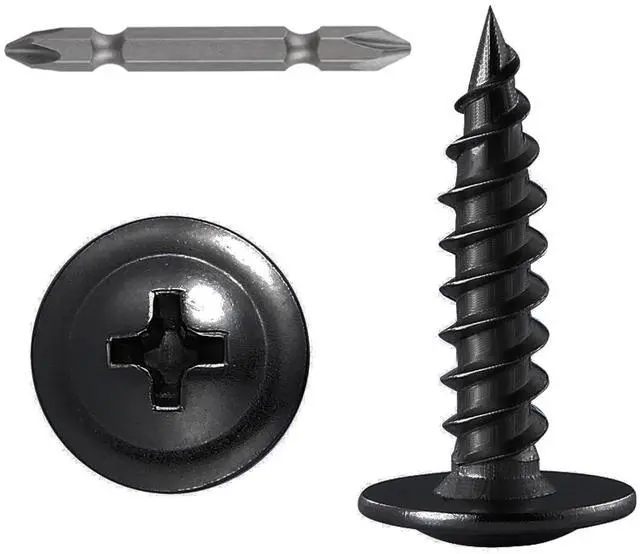 Main image of (250 pcs)#8×1" Black Truss Head Wood Screws Quick Metal Self Tapping Zinc Oxide