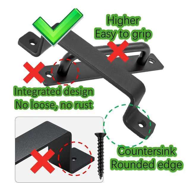 Alt view image 4 of 7 - Barn Door Handles, Black, 7.4 inch, 2 Packs