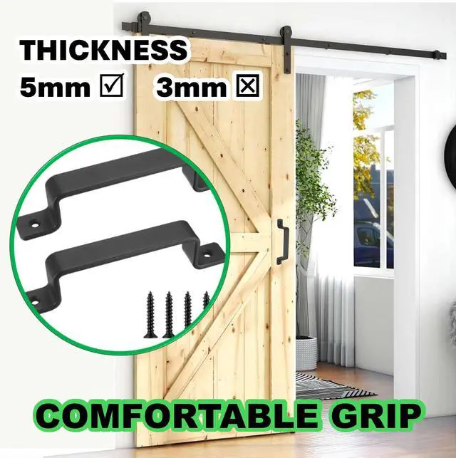 Alt view image 7 of 7 - Barn Door Handles, Black, 7.4 inch, 2 Packs