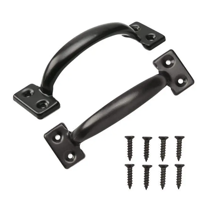 Main image of 2PCS 6-1/2 Inch Pulls Black Door Pull Handle Metal Kitchen Cabinets Furniture Wardrobe Medicine Handle in Black Door Hardware Gate Handle Door Pulls Warehouse Outdoor