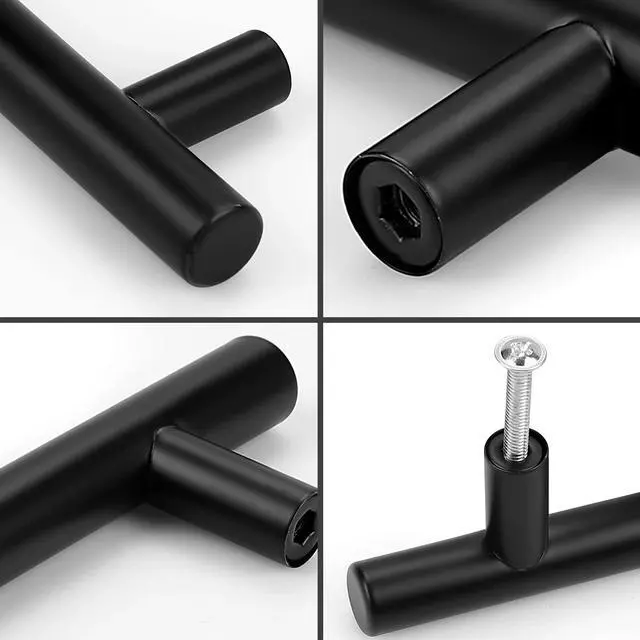 Alt view image 5 of 7 - (5 Pack 2-1/2 inch Center-to-Center Black Bar Cabinet Pulls, 2 1/2 inch Drawer Pulls, Modern Cabinet Hardware Kitchen Cabinet T Bar Handles Dresser Knobs Set