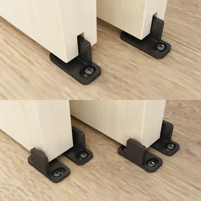 Main image of Black Aluminum Floor Guide, Floor Mounted Sliding Barn Door Hardware, Adjustable Bypass Door Guide, 2 Pack