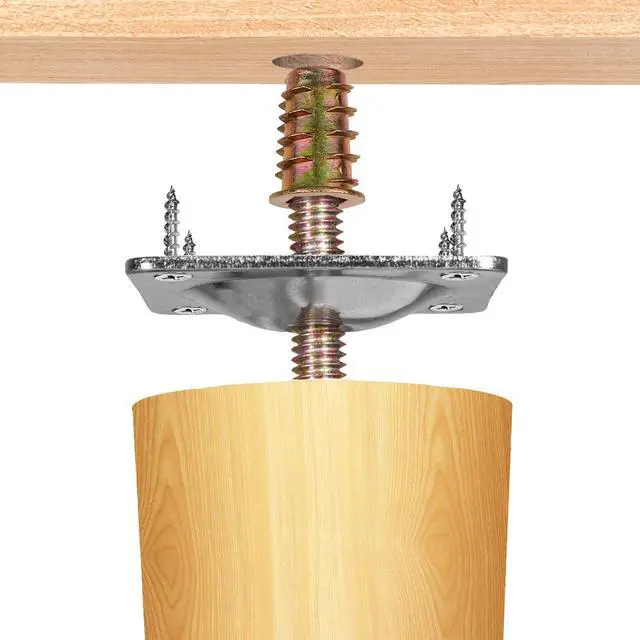 Alt view image 5 of 6 - Leg Mounting Plates, Furniture Leg Attachment Plates Industrial Strength T-Plate 5/16" (M8) Sofa Legs with Hanger Bolts,Screws,Strengthen Weak Furniture Repair Damaged Sofa Couch Seat,Set of 4