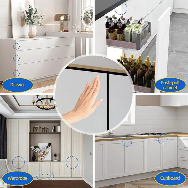 Alt view image 6 of 7 - Magnetic Push Latch Heavy Duty Jiayi Push to Open Cabinet Hardware Magnetic Touch Latches for Large Door Push Release Latches Kitchen Drawer Push Catch Press Out Latch (White, 2 Pack)