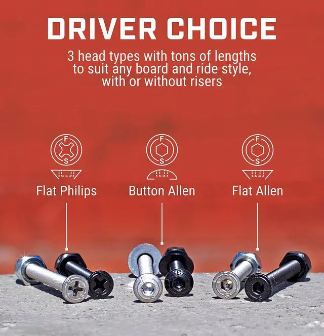 Alt view image 3 of 7 - Dragon Black Stainless Steel Skateboard Hardware Set (Flat Phillips, 1.0")