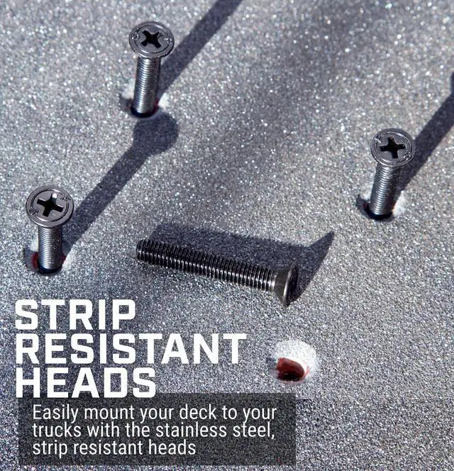 Alt view image 5 of 7 - Dragon Black Stainless Steel Skateboard Hardware Set (Flat Phillips, 1.0")
