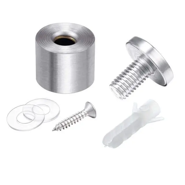 Alt view image 5 of 7 - 8 Pcs Sign Standoff Screw Wall Mounts, 1 X 1 Inch,Silver | Stainless Steel, Lightweight and Easy to Use or Install, Rustproof, Scratch Proof and Corrosion Resistant, for Indoor Outdoor