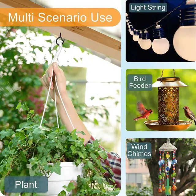 Alt view image 3 of 6 - 20-Pack 2.3-Inch Black Screw Hooks with Safety Locks, 40 lb Load | Coated steel ceiling hooks; storage case and plastic caps; for hanging plants, baskets, string lights, and outdoor decor