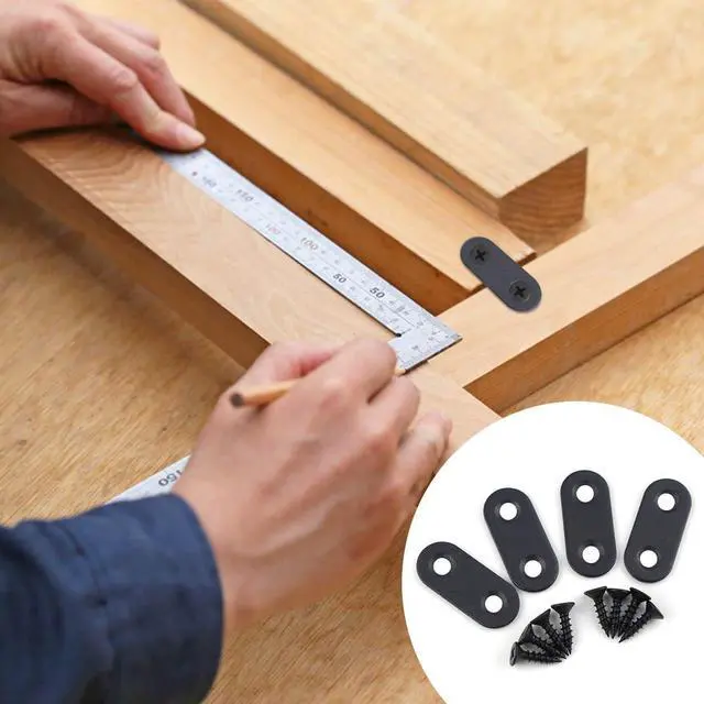 Alt view image 2 of 7 - 20 Pack Flat Straight Brace Flat Straight Bracket Stainless Steel Flat Plate Straight Brackets Repair Mending Bracket Plate for Wood Furniture Metal Mending Joining Plates with Screws (Black)
