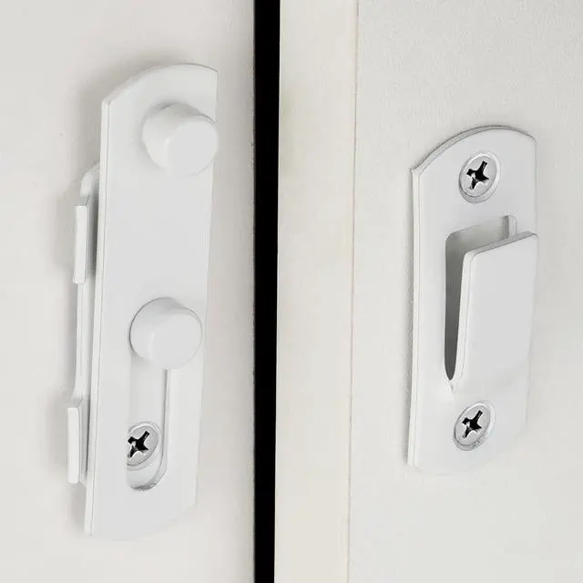 Alt view image 4 of 7 - 4 Packs White Stainless Steel Barn Door Latch Bi-fold Door Lock_S | Suitable for Sliding Door,Wine Cabinet,Closet,Drawer,Pet Cage,Garden Gates,French Door,Fence Gates