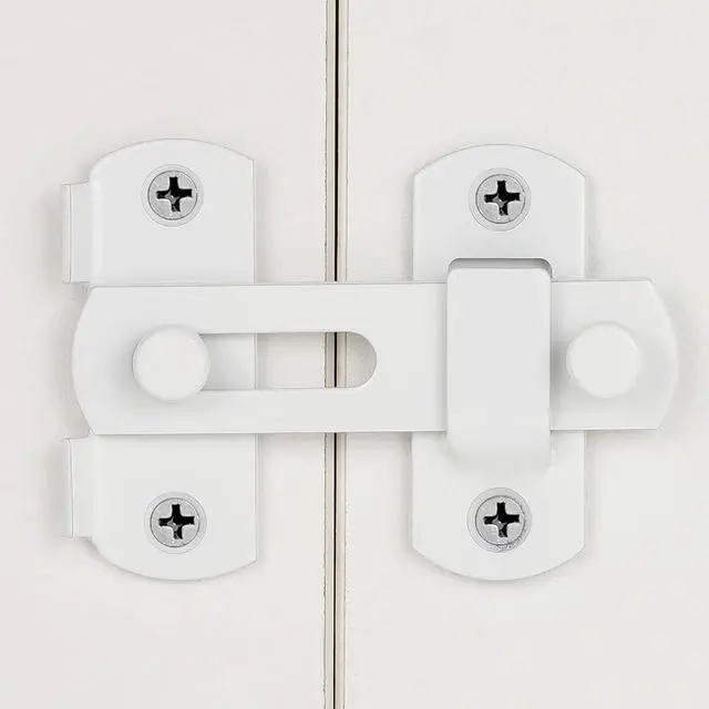 Alt view image 3 of 7 - 4 Packs White Stainless Steel Barn Door Latch Bi-fold Door Lock_S | Suitable for Sliding Door,Wine Cabinet,Closet,Drawer,Pet Cage,Garden Gates,French Door,Fence Gates