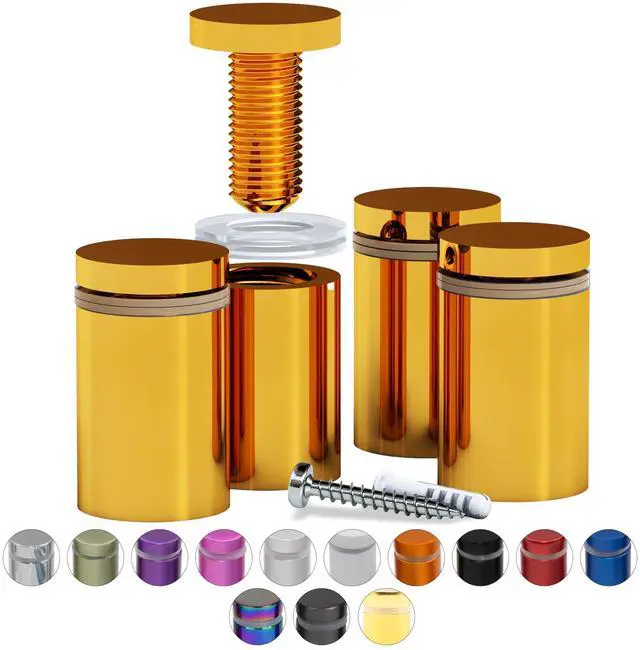 Main image of 4 Pcs Stainless Steel Standoff Screws (Gold) - ½ x 1 Screws for Acrylic, Wood, and Glass Signage - Sign Standoffs Wall Mount for Frames, Advertisements, and Displays