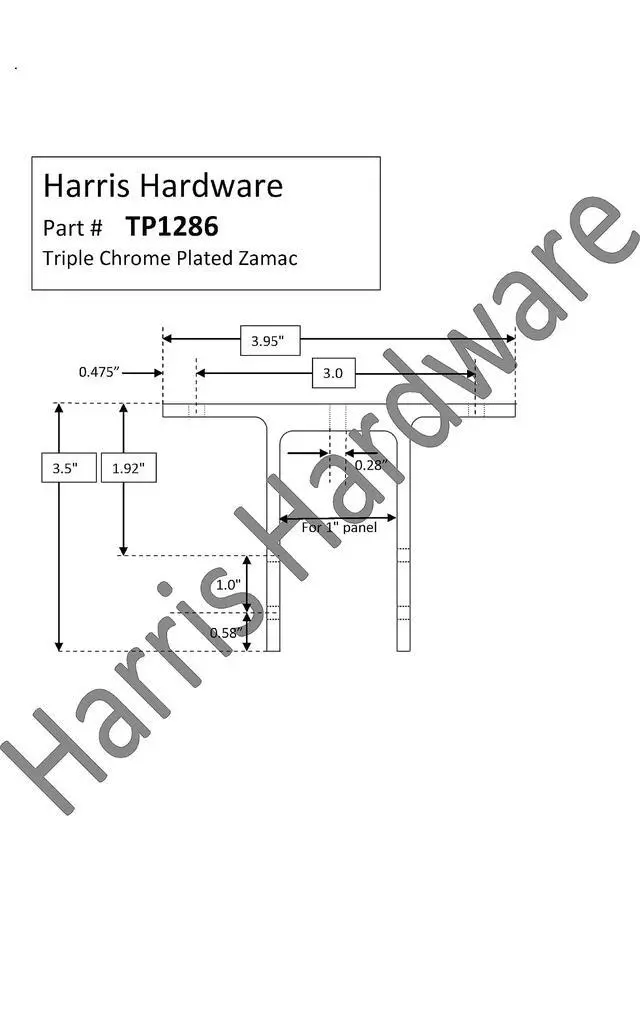 Alt view image 3 of 4 - TP1286 Cast Zamac 2-Ear Urinal Screen Bracket for 1" Panels