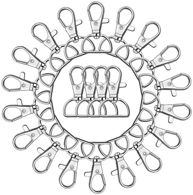 Main image of Key Chain Clip Hook, Anezus D Ring Clip Keychain Lanyard Swivel Snap Hooks Clip on Key Ring for Crafts and Purse Hardware (1 inch)
