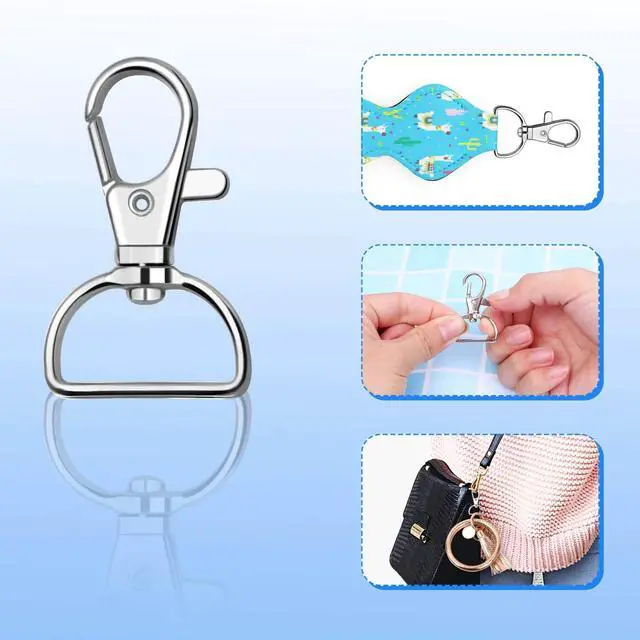 Alt view image 5 of 7 - Key Chain Clip Hook, Anezus D Ring Clip Keychain Lanyard Swivel Snap Hooks Clip on Key Ring for Crafts and Purse Hardware (1 inch)