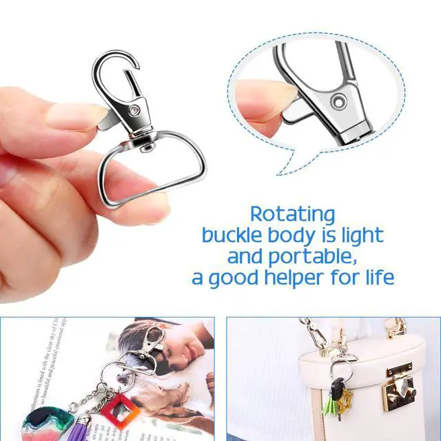 Alt view image 4 of 7 - Key Chain Clip Hook, Anezus D Ring Clip Keychain Lanyard Swivel Snap Hooks Clip on Key Ring for Crafts and Purse Hardware (1 inch)
