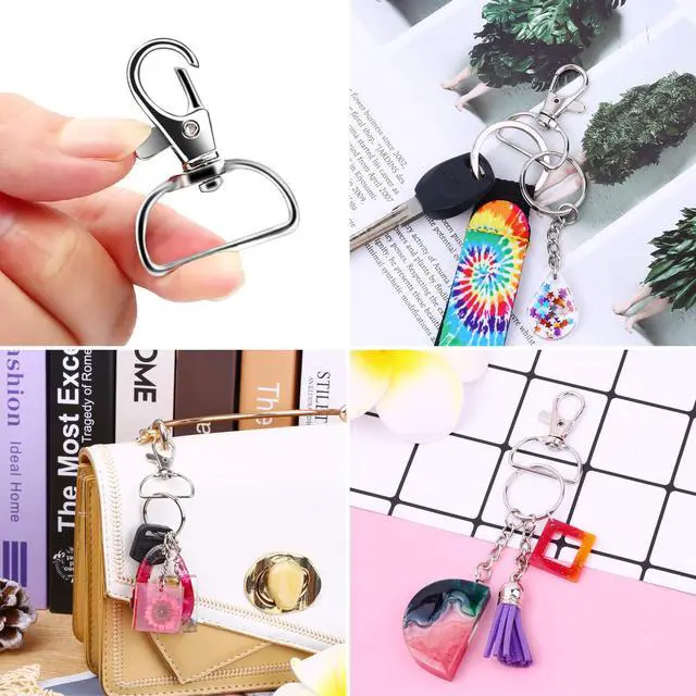 Alt view image 7 of 7 - Key Chain Clip Hook, Anezus D Ring Clip Keychain Lanyard Swivel Snap Hooks Clip on Key Ring for Crafts and Purse Hardware (1 inch)