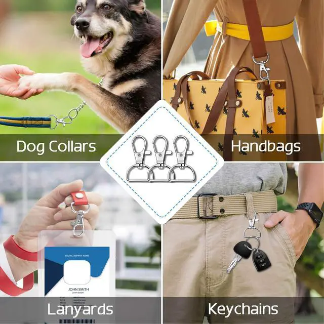 Alt view image 6 of 7 - Key Chain Clip Hook, Anezus D Ring Clip Keychain Lanyard Swivel Snap Hooks Clip on Key Ring for Crafts and Purse Hardware (1 inch)