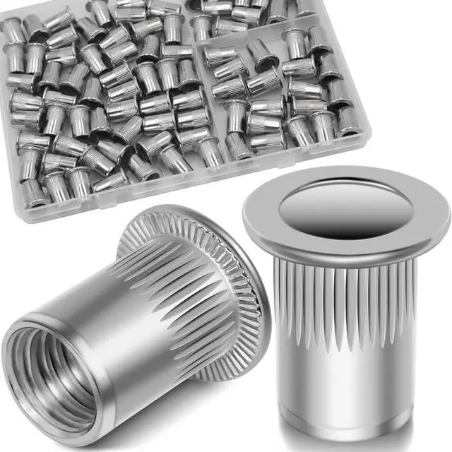 Main image of 1/4-20 Rivet Nut,88Pcs Stainless Steel 304 Threaded Insert Rivnuts | 1/4 rivet nuts, flat head pressure rivi nutsert, 304 SS SAE threaded insert revit nut for metal
