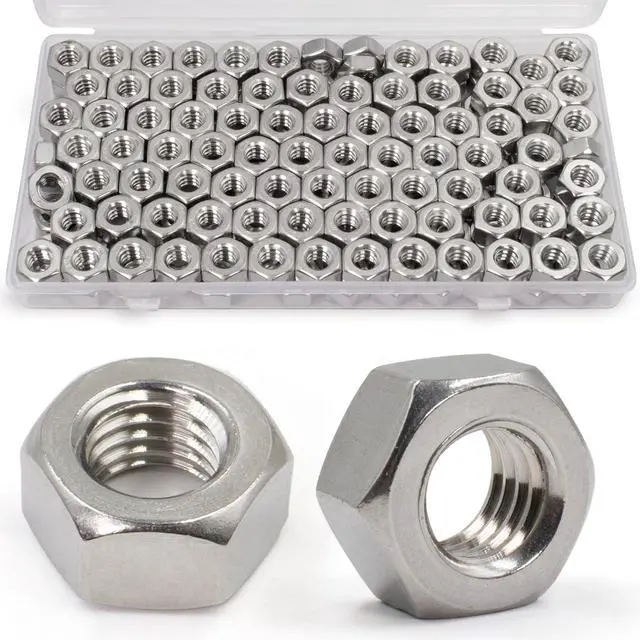 Main image of 1/4"-20 Hex Nuts,130 Pack 304 (A2-70) Stainless Steel Hardware Nuts,Standard Inch Coarse Thread Nuts