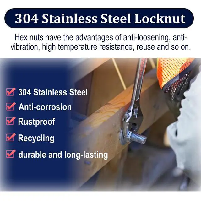 Alt view image 4 of 7 - 1/4"-20 Hex Nuts,130 Pack 304 (A2-70) Stainless Steel Hardware Nuts,Standard Inch Coarse Thread Nuts
