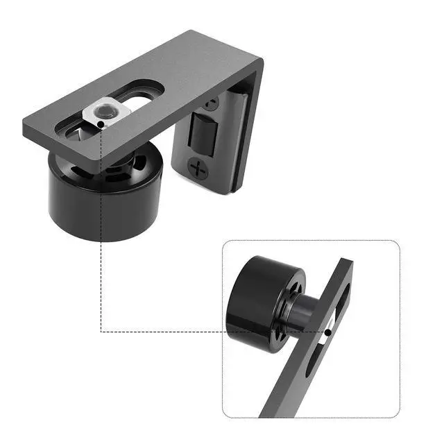 Alt view image 5 of 7 - Sliding Barn Door Floor Guide Adjustable Wall Mounted Bottom Double Rollers Guide Black 1pcs