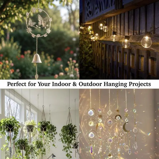 Alt view image 2 of 5 - 304 Stainless Steel 2.2 Inch Screw Eye Hooks with Driver Bit, Black, 12 PCS | Rust-resistant and secure hanging for string lights, plants, wind chimes and home décor with hassle-free installation