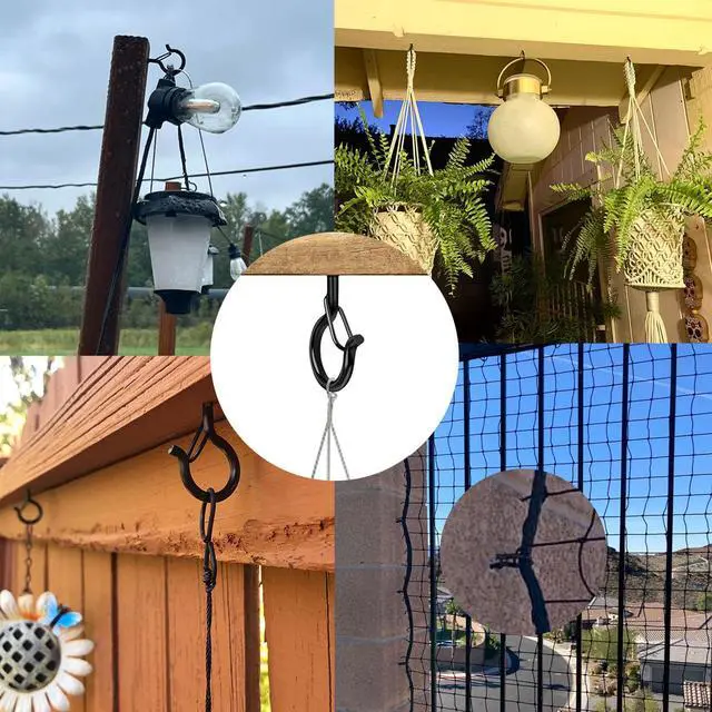 Alt view image 5 of 7 - 22 Pack Screw Hooks for Hanging Outdoor String Lights, Heavy Duty 2.2 Inch Black Q-Hanger Hanging Christmas Lights, Plants Include 1 Wing Nut Driver, Wall Wood Ceiling Deck Mount