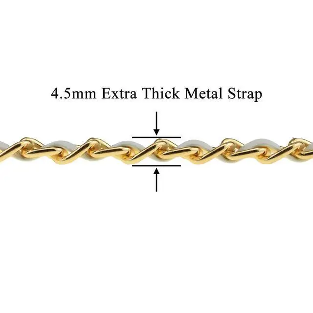 Alt view image 2 of 6 - Mini Purse Chain Strap Slim Wide 8mm for LV Length 23.6 inches Extra Thick 4.5mm White Leather Gold Hardware for Shoulder Cross Body Sling Handbag Wallet Comfortable Flat Metal Strap 1 Pack