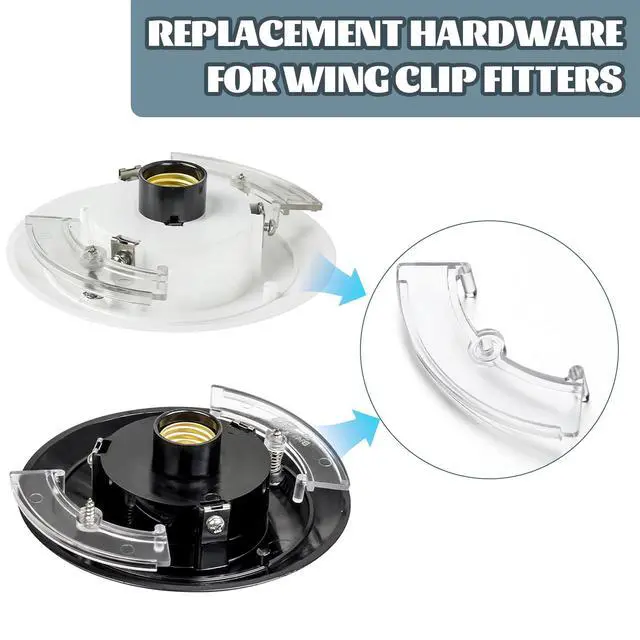 Alt view image 3 of 6 - 2 Set Post Top Fitter Hardware Kit Clear Outdoor Post Top Fitter Wing Clamps Original Replacement Parts Includes 4 Clamps, 4 Screws & 4 Springs