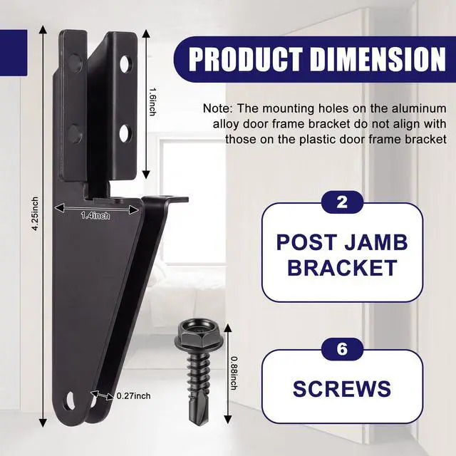 Alt view image 2 of 7 - 1 Pcs Aluminum Jamb Bracket Door Closer, Black | Aluminum with Mounting Screws, Replacement Part for Closers, Fits Storm Hardware, Easy Jamb Installation, Durable Finish