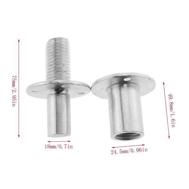 Alt view image 2 of 5 - M20 304 Stainless Steel Round Base Tee Nut Brad Hole Screw-in T-Nut Bedpost Connector Furniture Hardware Fittings with Screws